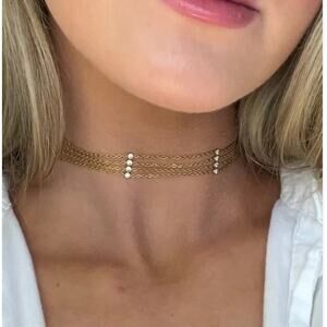 MULTILAYER CHOKER LINKED BY DIAMOND SIMULANT STONES